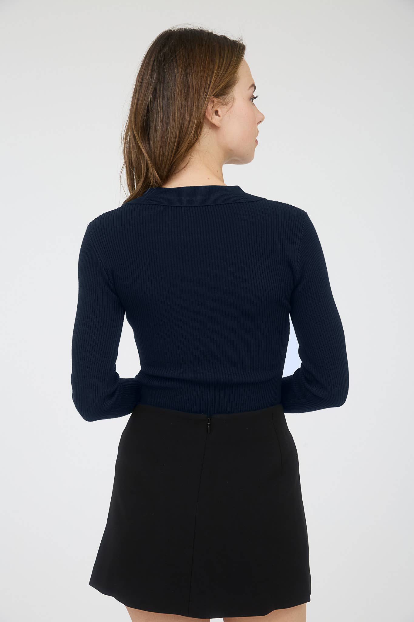 Fall Basics- Navy and Gold buttons knit sweater