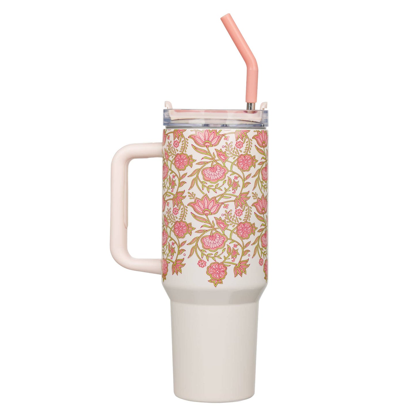 Be Still Ps. 46:10 Pink tumbler with SS straw