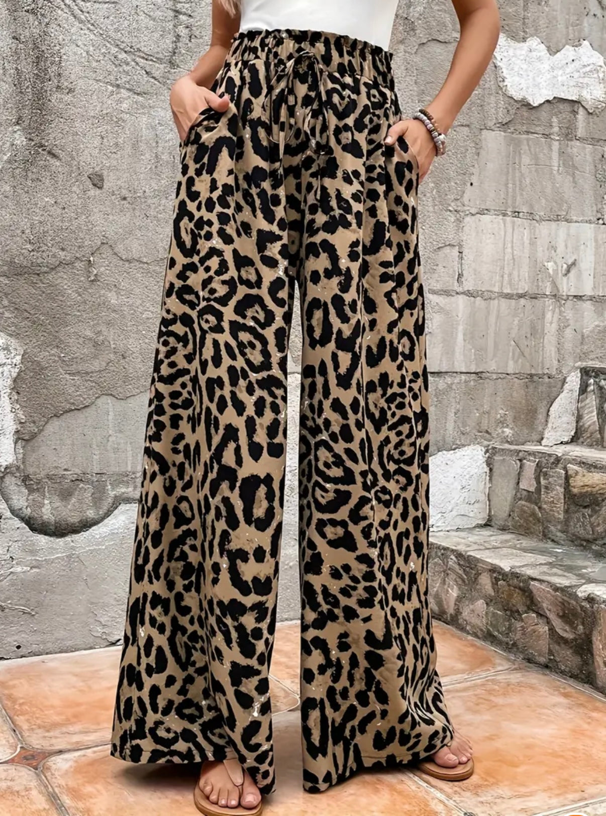 Leopard Wide Leg Trousers
