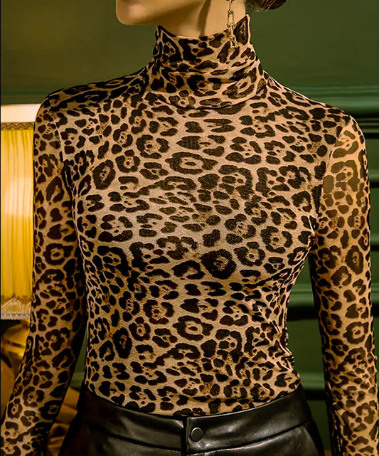 Leopard Mock neck