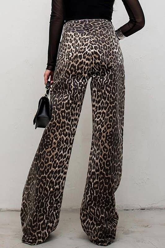 Leopard Print Wide Leg Pants