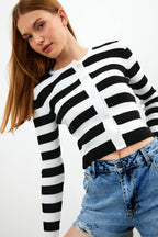 Striped Knit Button Down