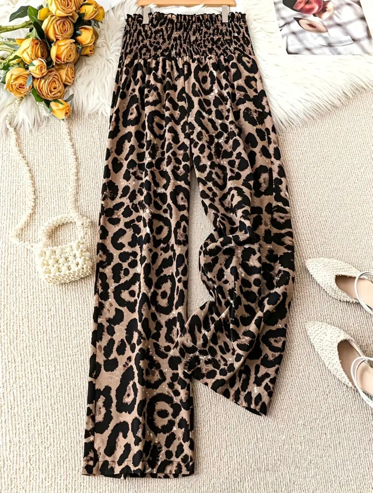 Leopard wide leg pants