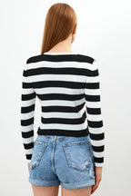 Striped Knit Button Down