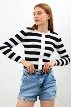 Striped Knit Button Down