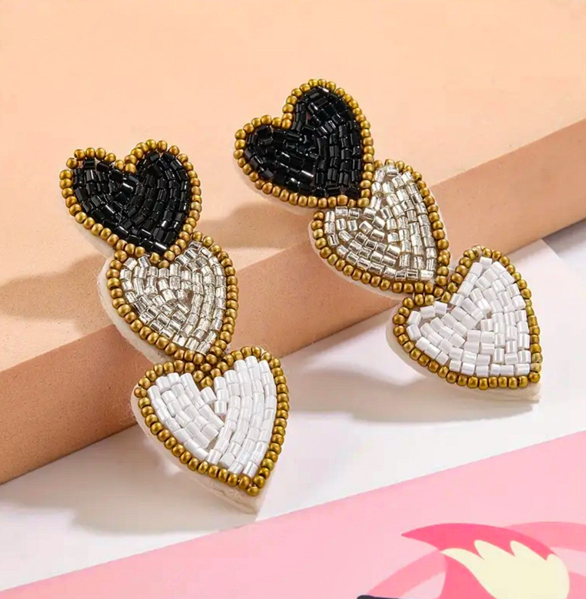 Triple Heart Earrings