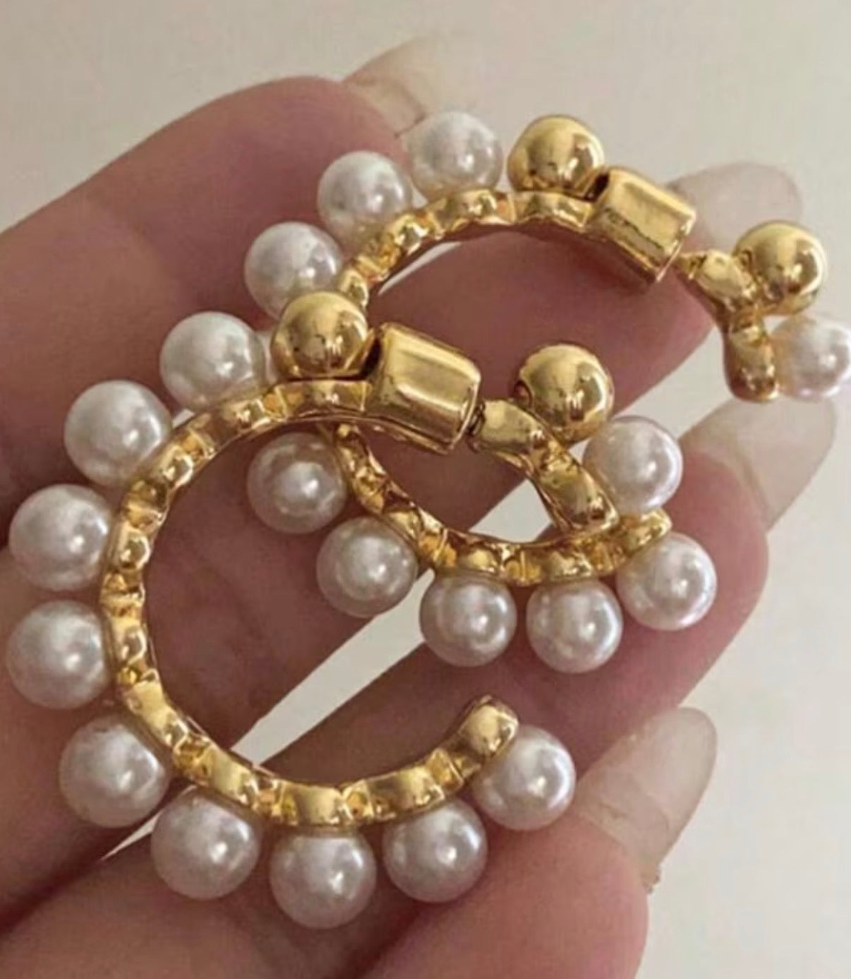 Chunky Pearl Hoops