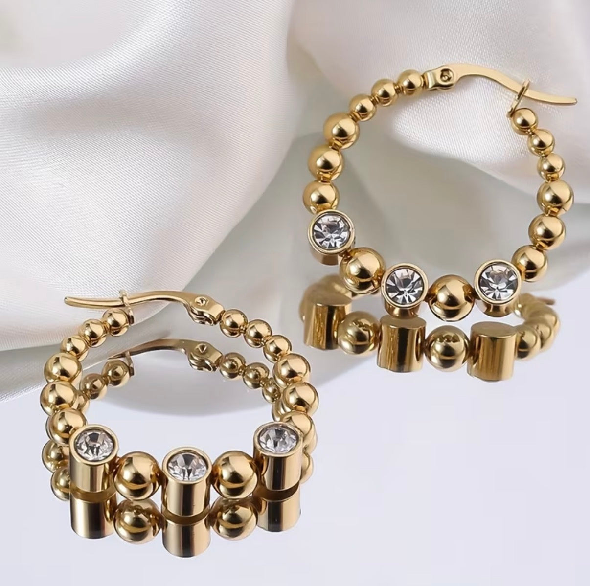 Crystal beaded hoops
