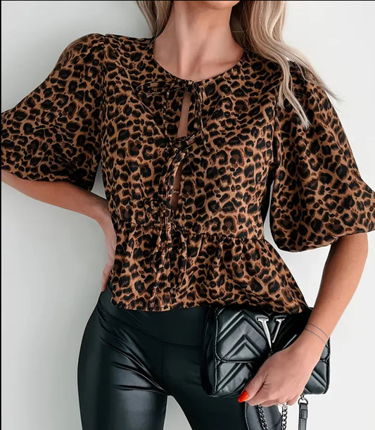 Leopard coquette top