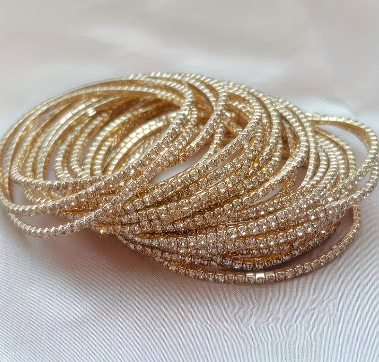 Golden rhinestone bangles