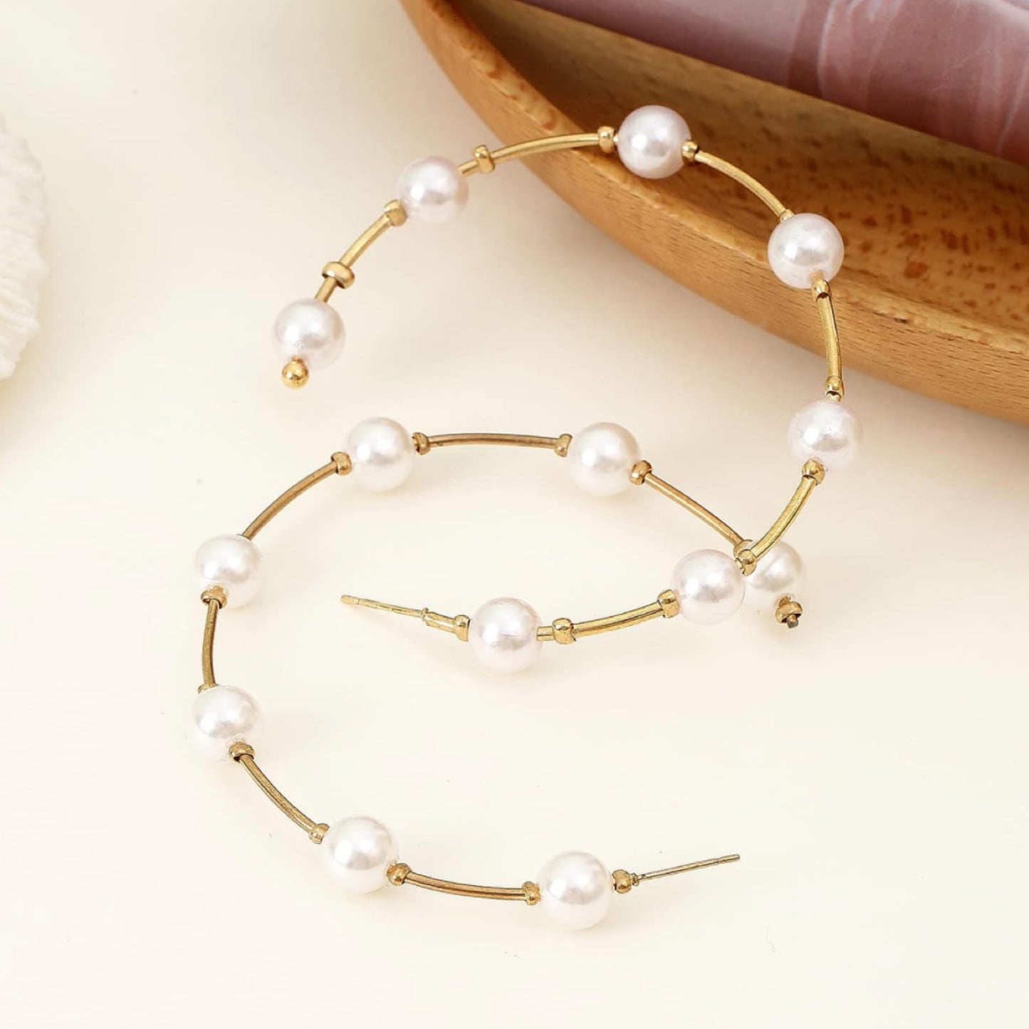 Midi Pearl Hoops