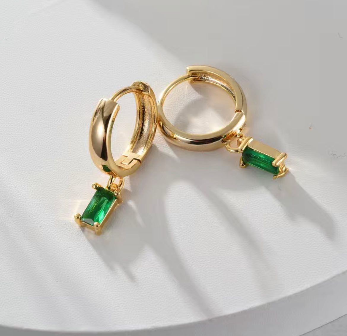 Emerald zirconia huggie hoops